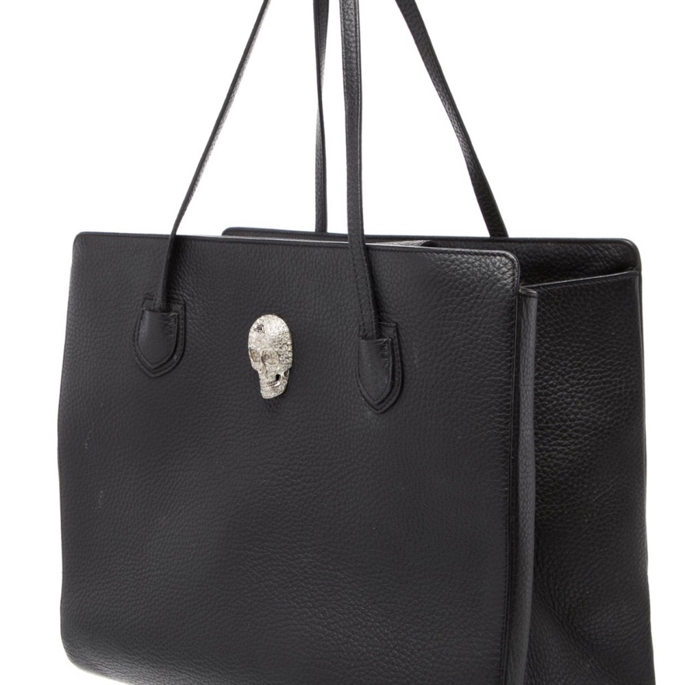 Philipp Plein “Better Tomorrow” Black Leather Tote with Crystal Skull Detail - Picture 2 of 5